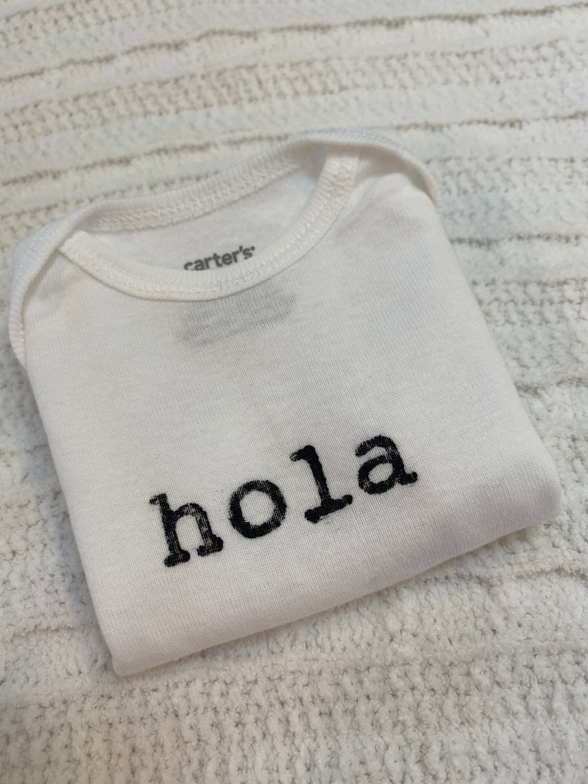 Hola Hand-Stamped Baby Bodysuit