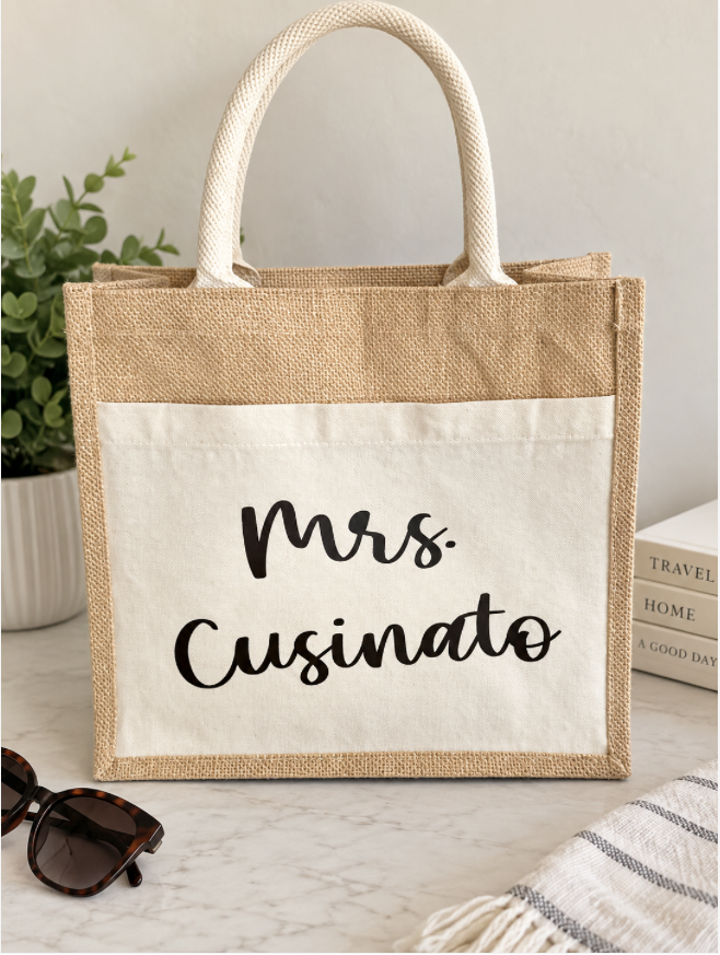 Mrs. Jute Tote Bag