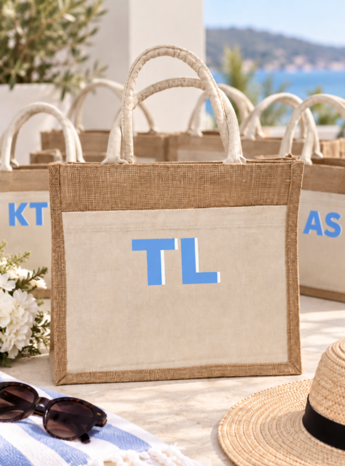 Initial Jute Tote Bag