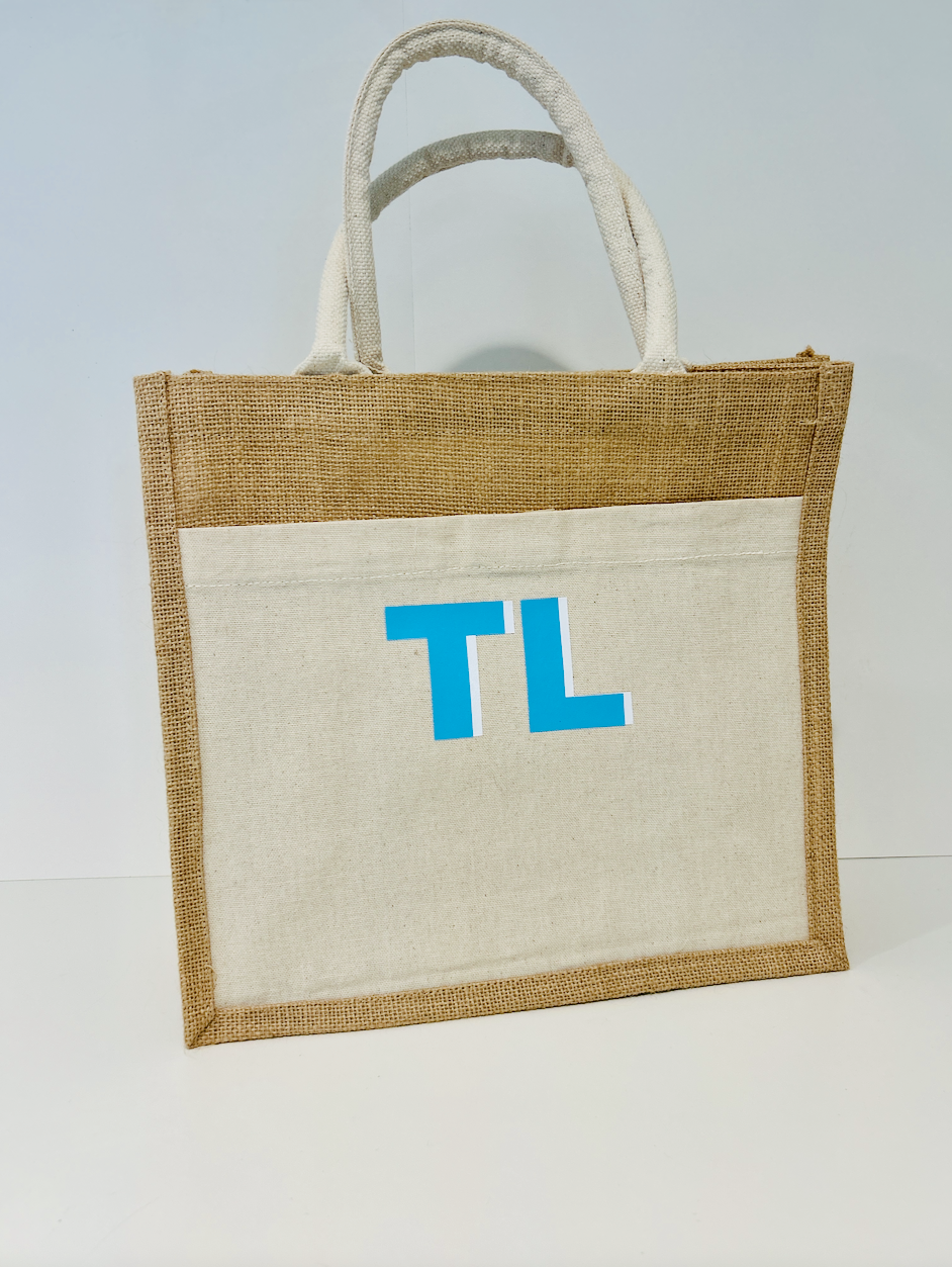 Initial Jute Tote Bag