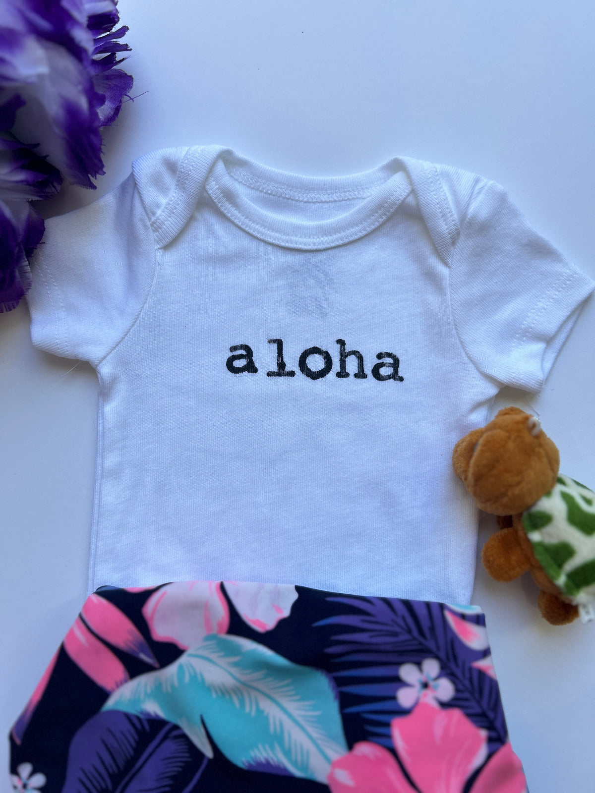 Aloha Hand-Stamped Baby Bodysuit