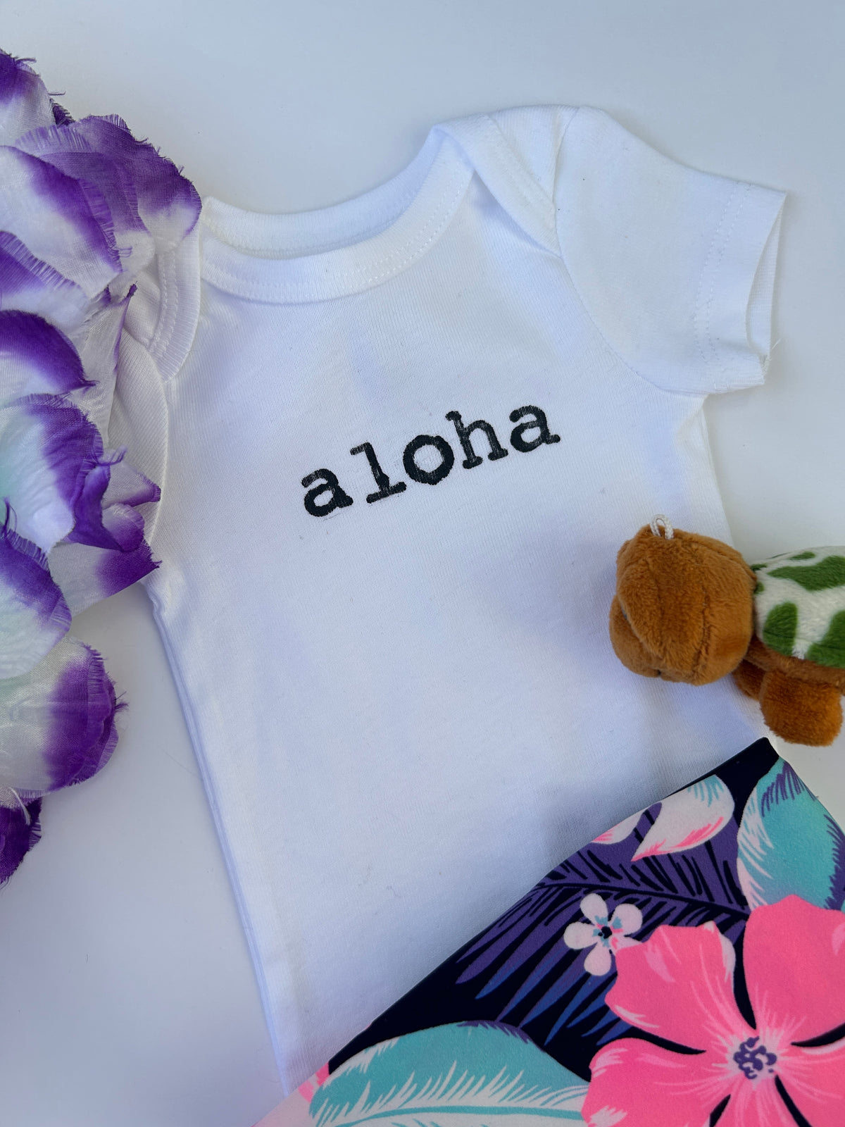 Aloha Hand-Stamped Baby Bodysuit