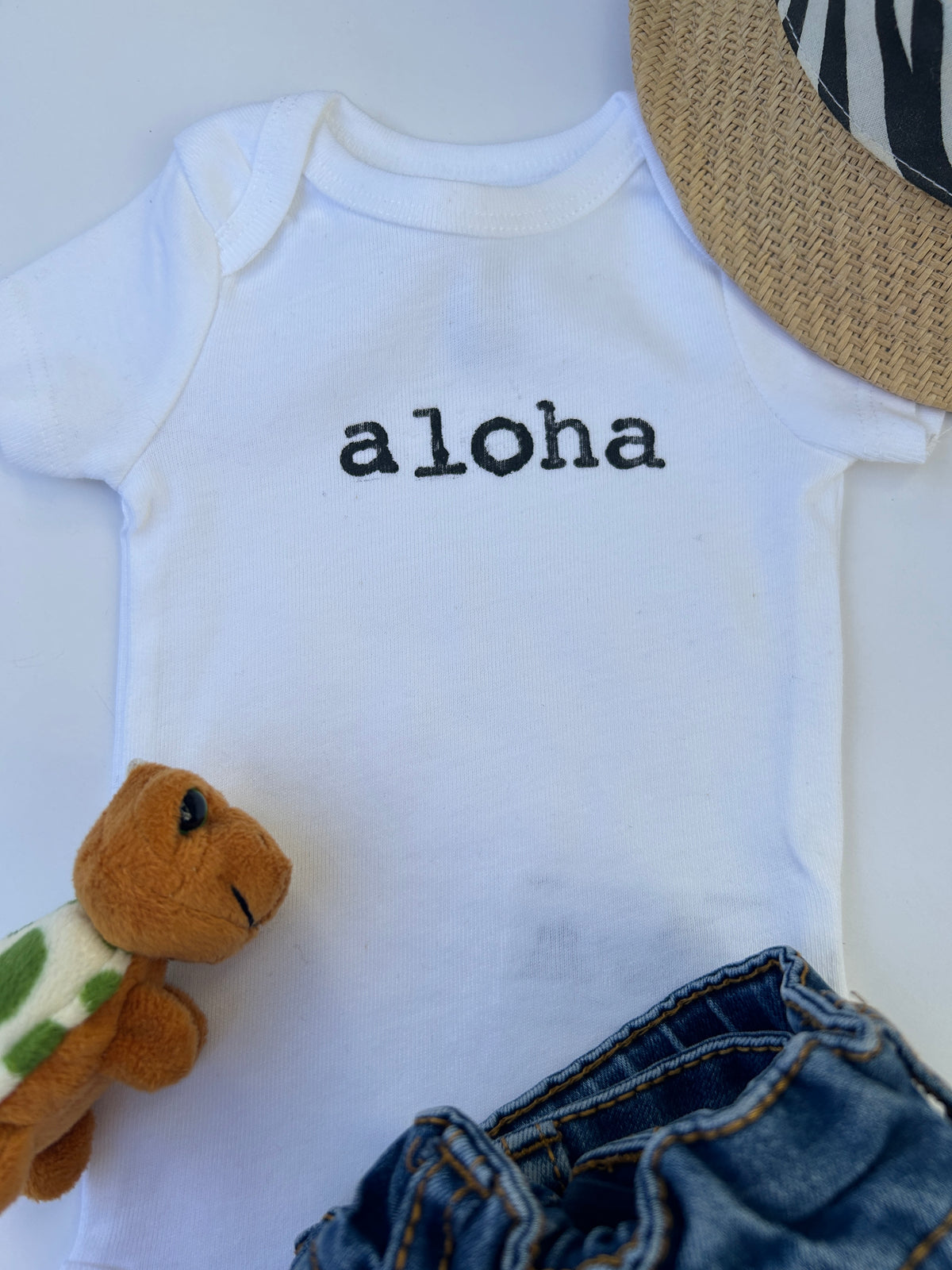 Aloha Hand-Stamped Baby Bodysuit