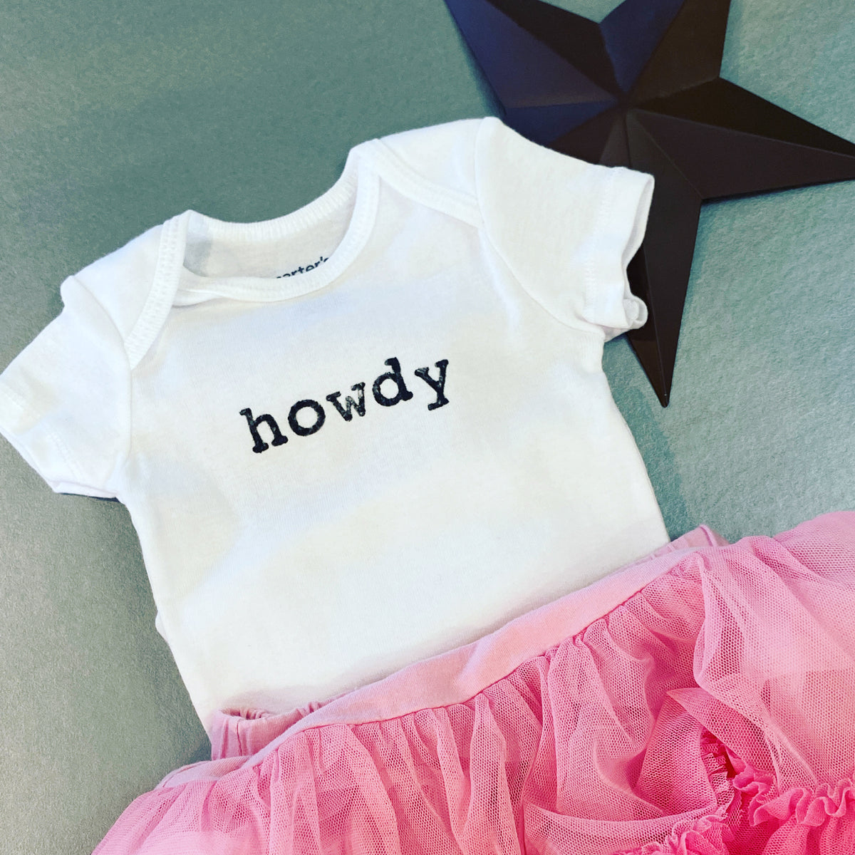 Howdy Hand-Stamped Baby Bodysuit
