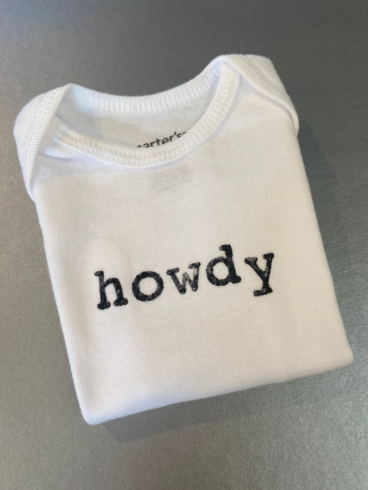 Howdy Hand-Stamped Baby Bodysuit